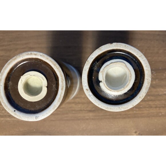 1970s Brown Tan Pottery Salt and Pepper Shakers Landscape Nature Vintage - Picture 4 of 8